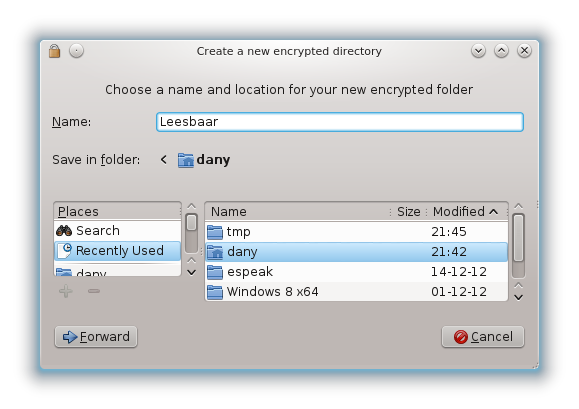 Create a new encrypted folder