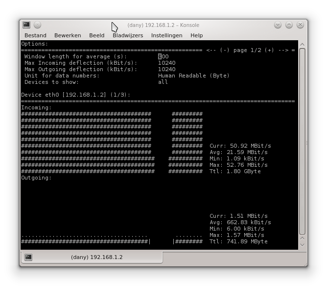 Nload netwerkmonitor