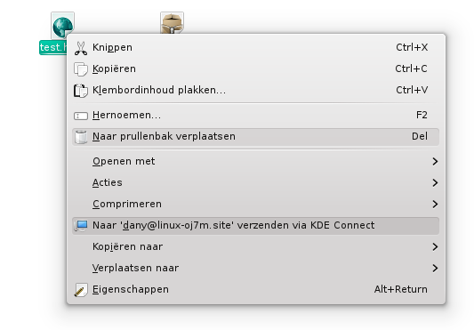 KDE Connect bestand verzenden