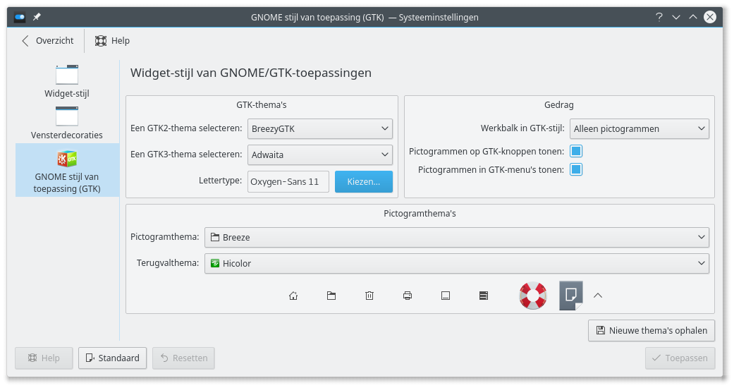 Widget-stijl van GNOME/GTK-toepassingen