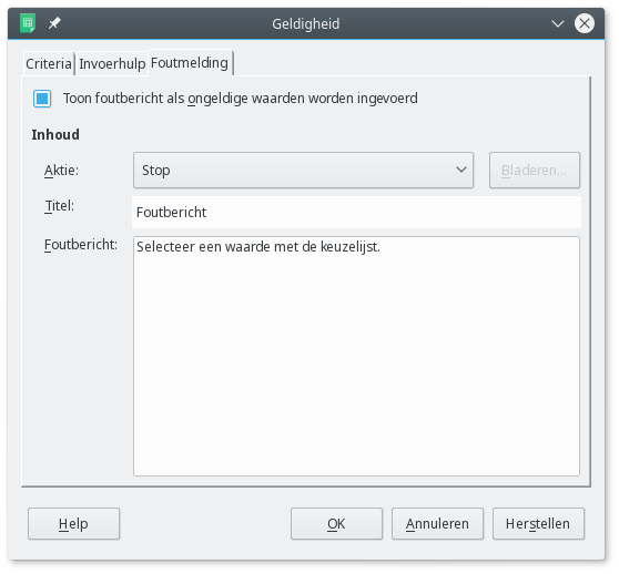 LibreOffice Calc Foutmelding