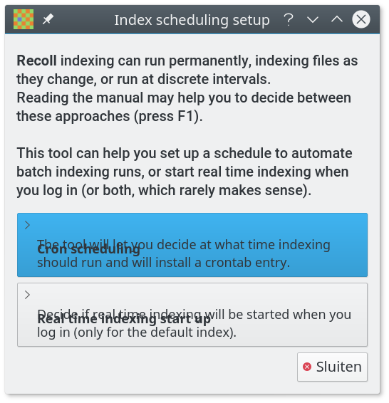 Recoll Index scheduling