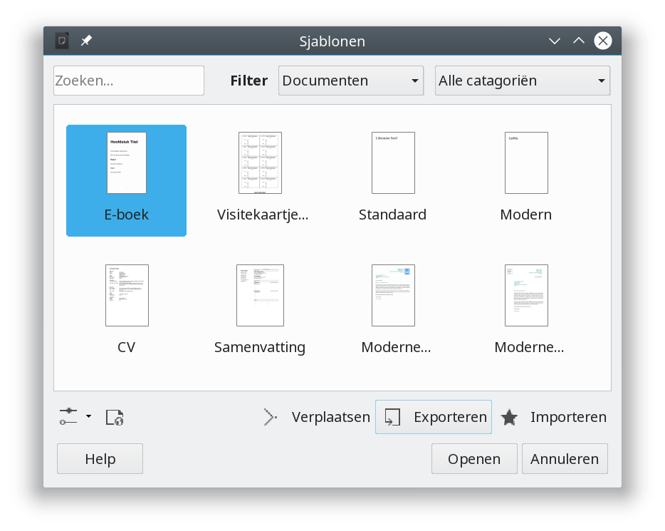 LibreOffice Sjablonen