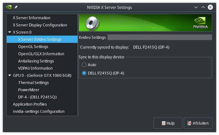 NVidia X Server Settings