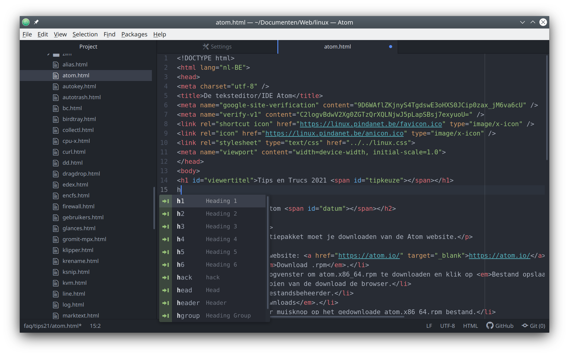 Atom snippets
