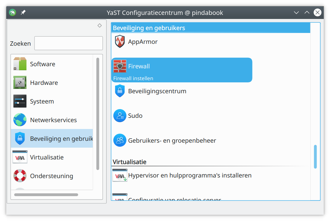 YaST configuratiecentrum