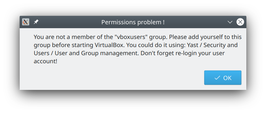 VirtualBox Permissions