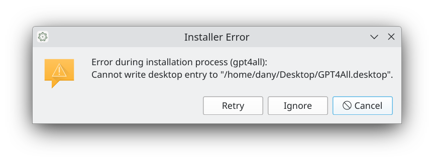 Desktop folder error