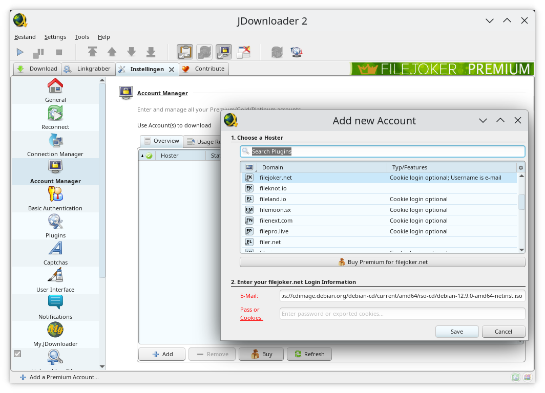 JDownloader Account Manager