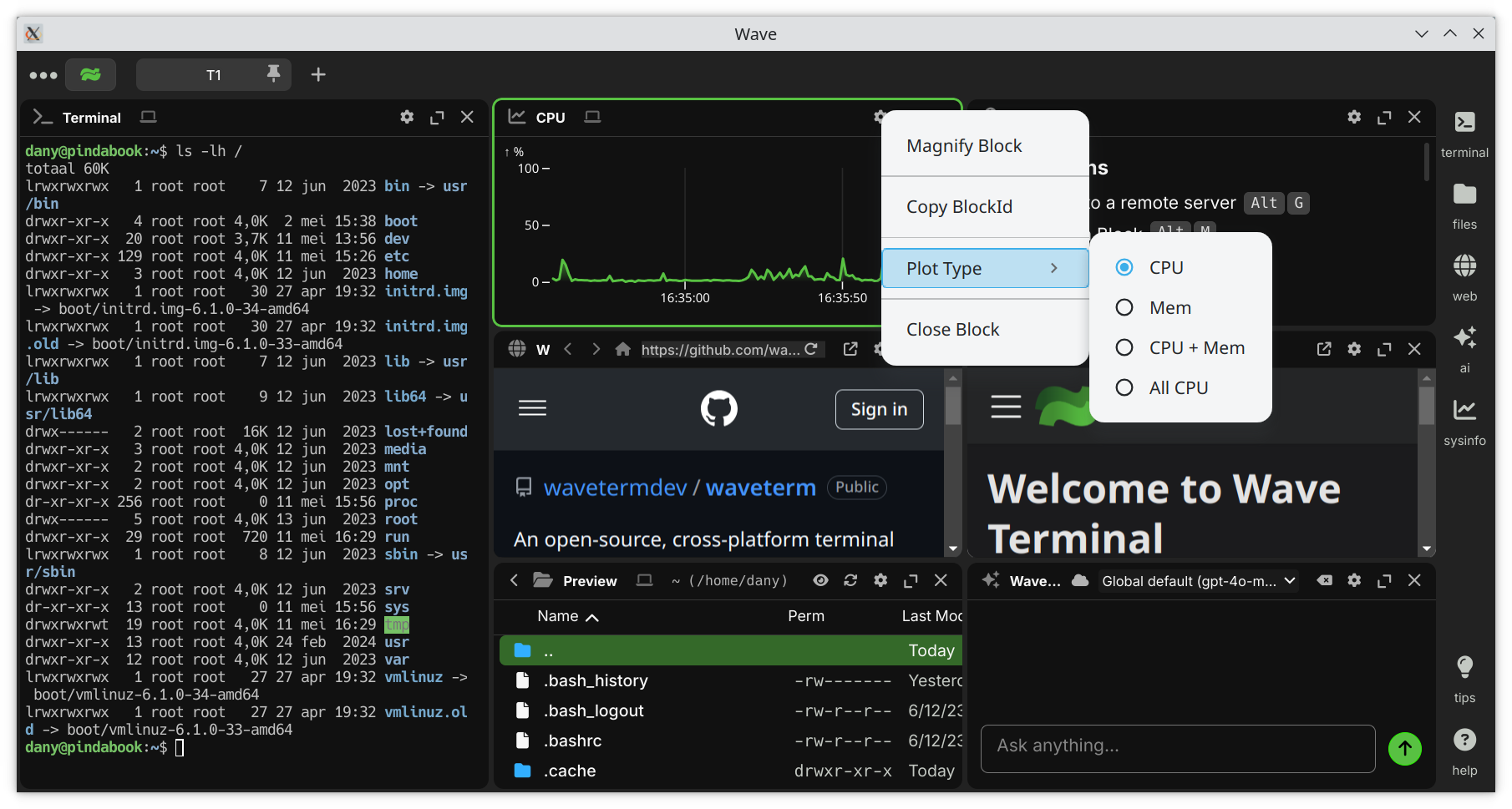Wave Terminal monitor